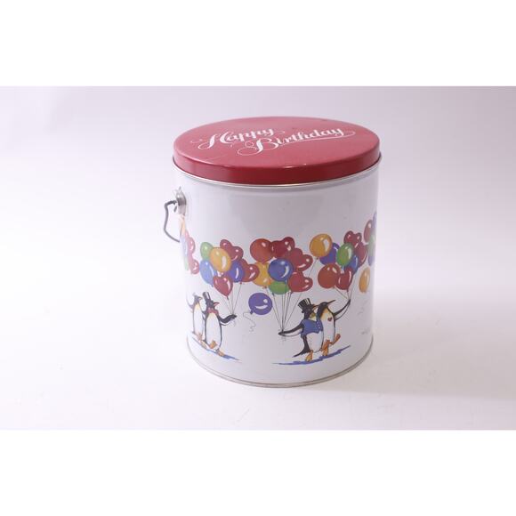 1980s, Happy Birthday, Tin with Lid, Marjorie Sarnat, Penguins, ~ 250724-WH 1326 - Picture 1 of 5